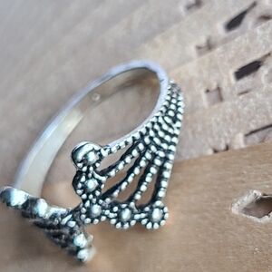 Vintage Silver Beaded Women's Ring